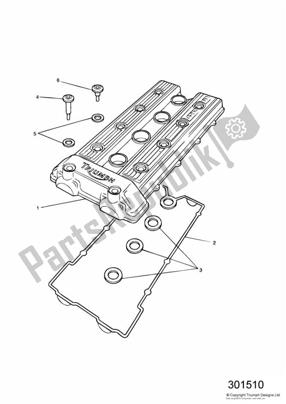 All parts for the Cam Cover 4 Cylinder Engines of the Triumph Daytona 750 & 1000 1992 - 1995