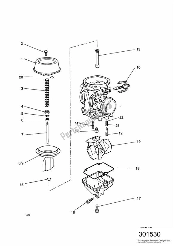 Todas las partes para Carburettor Parts Carburettor Assembly 1240146-t0301 de Triumph Daytona 750 & 1000 1992 - 1995