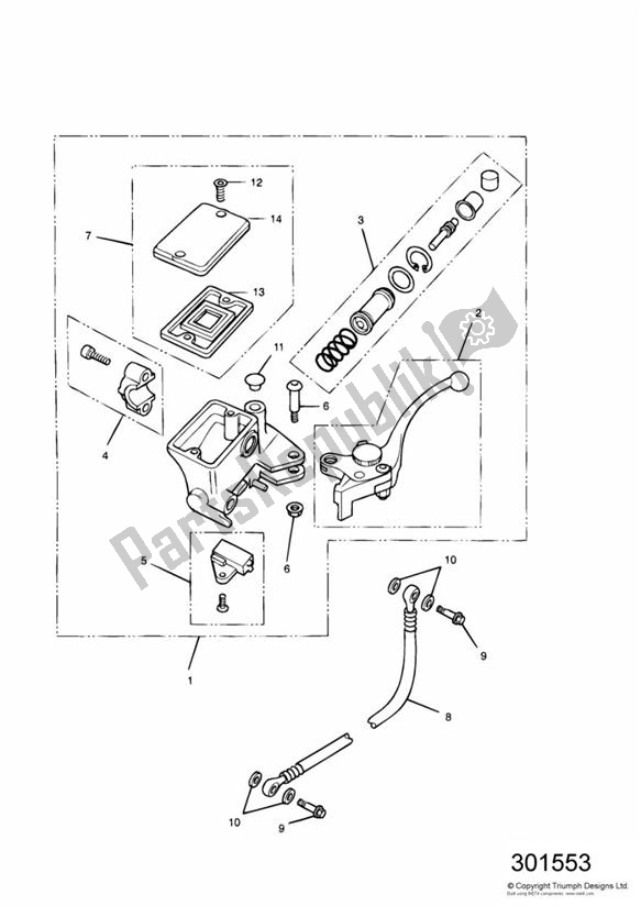 Todas las partes para Cilindro Maestro Del Embrague de Triumph Daytona 750 & 1000 1992 - 1995