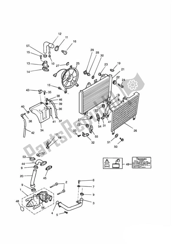 Todas las partes para Cooling System 3 Cylinder de Triumph Daytona 750 & 1000 1992 - 1995