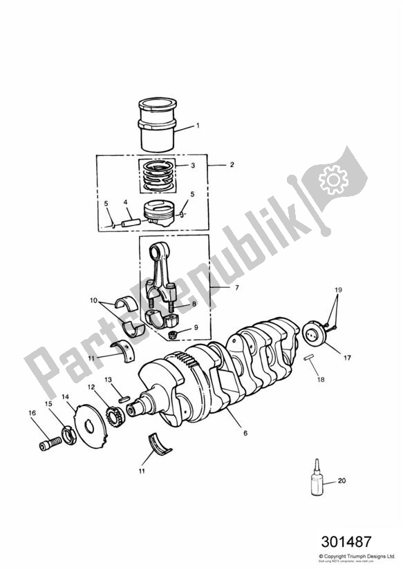 Todas las partes para Crankshaft/conn Rod/pistons And Liners de Triumph Daytona 750 & 1000 1992 - 1995