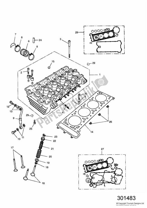 Todas las partes para Culata Y Válvulas de Triumph Daytona 750 & 1000 1992 - 1995