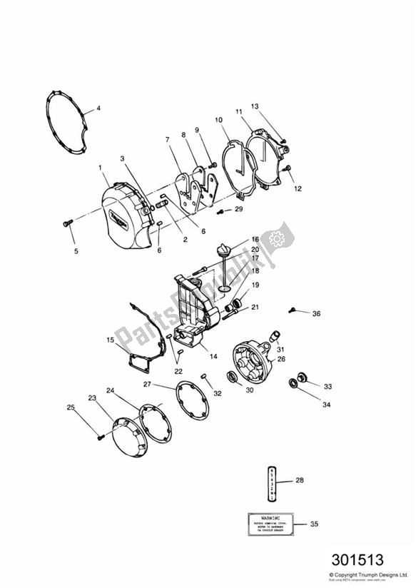 Todas las partes para Engine Covers 4 Cylinder Silver de Triumph Daytona 750 & 1000 1992 - 1995