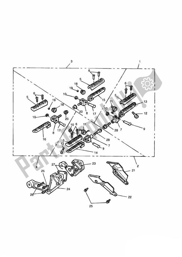 All parts for the Footrests & Mountings of the Triumph Daytona 750 & 1000 1992 - 1995