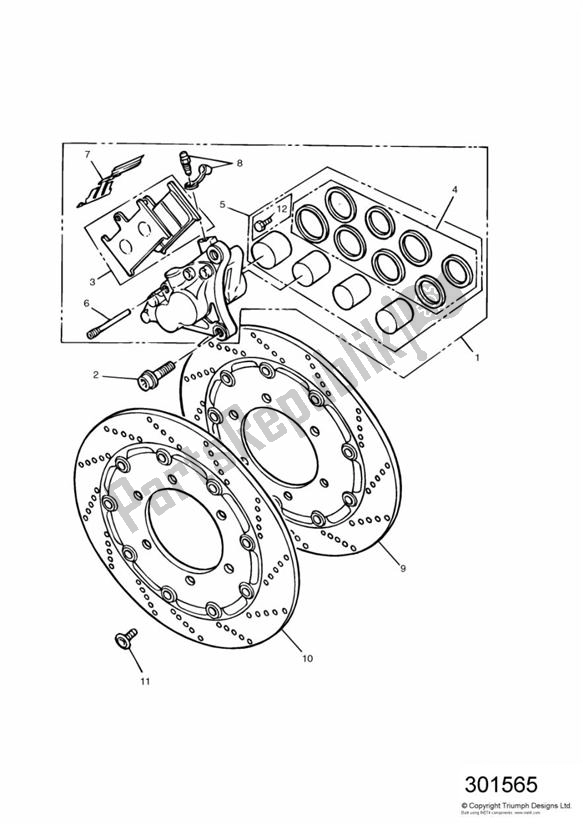 Todas las partes para Front Brake Caliper And Discs de Triumph Daytona 750 & 1000 1992 - 1995