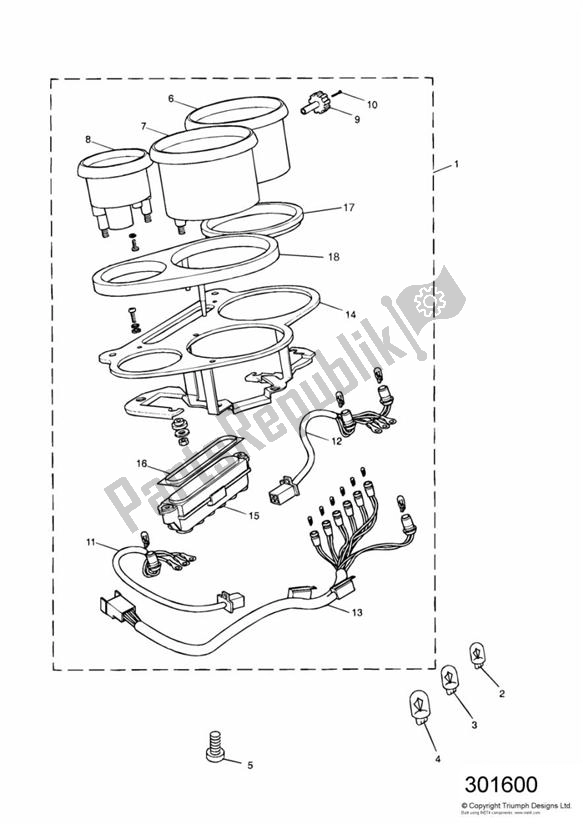 Todas as partes de Instrumentos do Triumph Daytona 750 & 1000 1992 - 1995