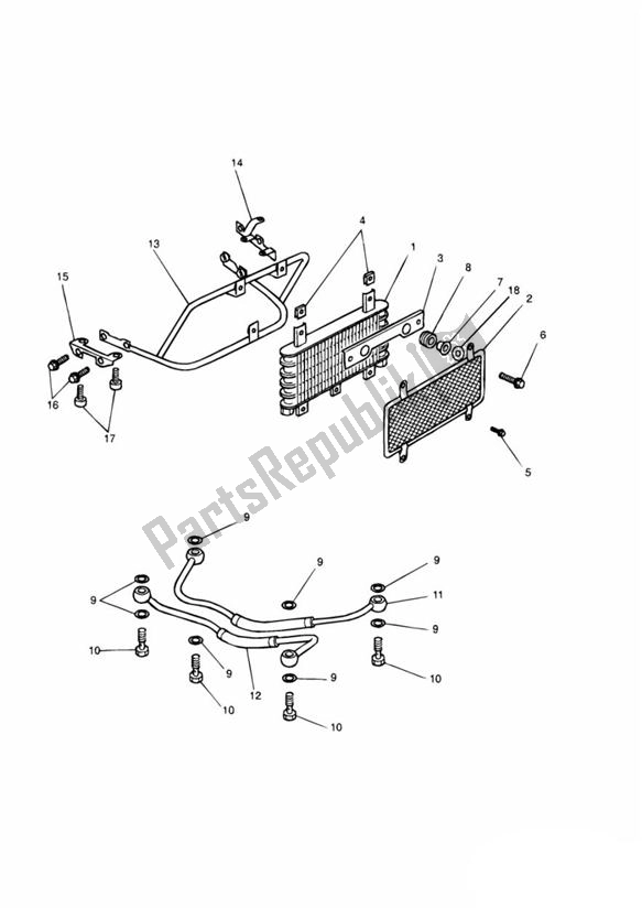 Todas las partes para Oil Cooler 3 Cylinder Engines de Triumph Daytona 750 & 1000 1992 - 1995