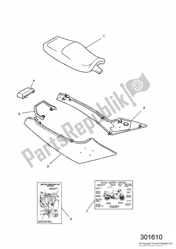 All parts for the Rear Bodywork of the Triumph Daytona 750 & 1000 1992 - 1995