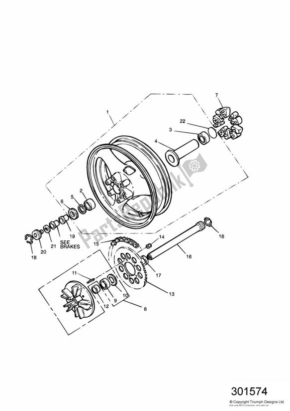 Todas las partes para Rear Wheel/final Drive de Triumph Daytona 750 & 1000 1992 - 1995