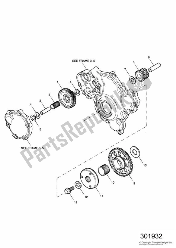 All parts for the Alternator/ Starter Drive Gears of the Triumph Daytona 955I VIN: > 132513 2002 - 2005
