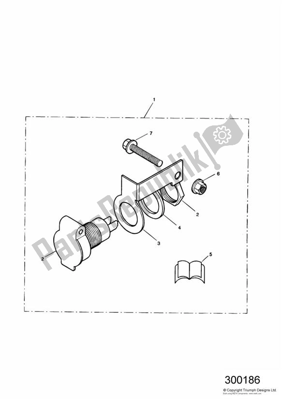All parts for the Auxiliary Socket Kit,type C of the Triumph Daytona 955I VIN: > 132513 2002 - 2005