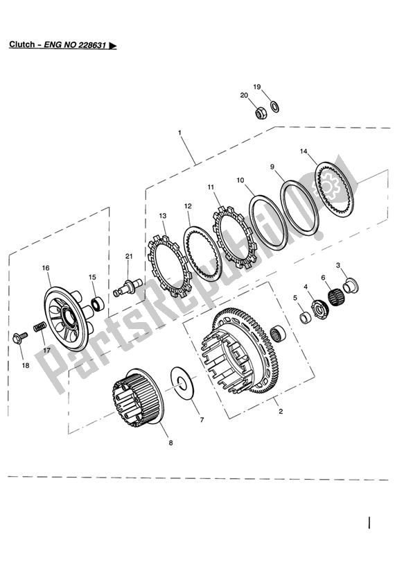 Alle onderdelen voor de Clutch Eng No 228631> van de Triumph Daytona 955I VIN: > 132513 2002 - 2005