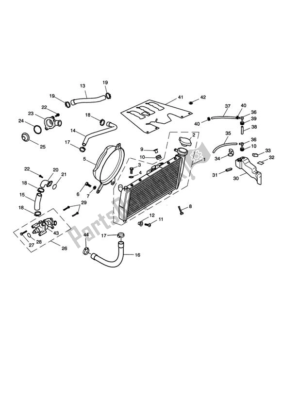 Alle onderdelen voor de Cooling System 152245 > van de Triumph Daytona 955I VIN: > 132513 2002 - 2005