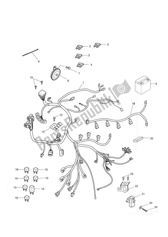 Toutes les pièces pour le équipement électrique du Triumph Daytona 955I VIN: > 132513 2002 - 2005