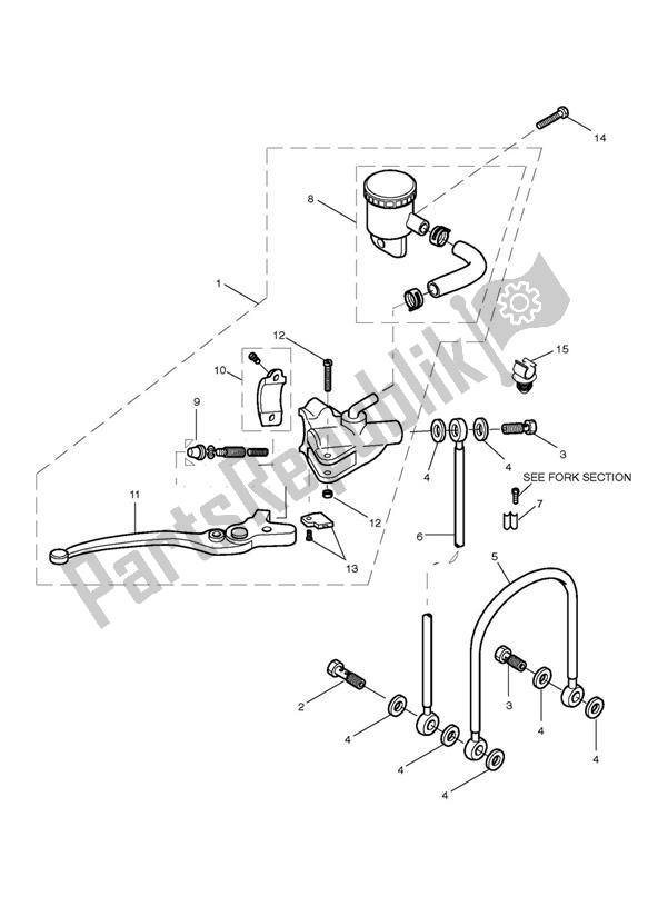 All parts for the Front Brake Master Cylinder of the Triumph Daytona 955I VIN: > 132513 2002 - 2005