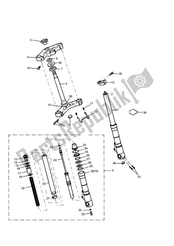 Todas las partes para Horquillas Delanteras Y Yugos de Triumph Daytona 955I VIN: > 132513 2002 - 2005