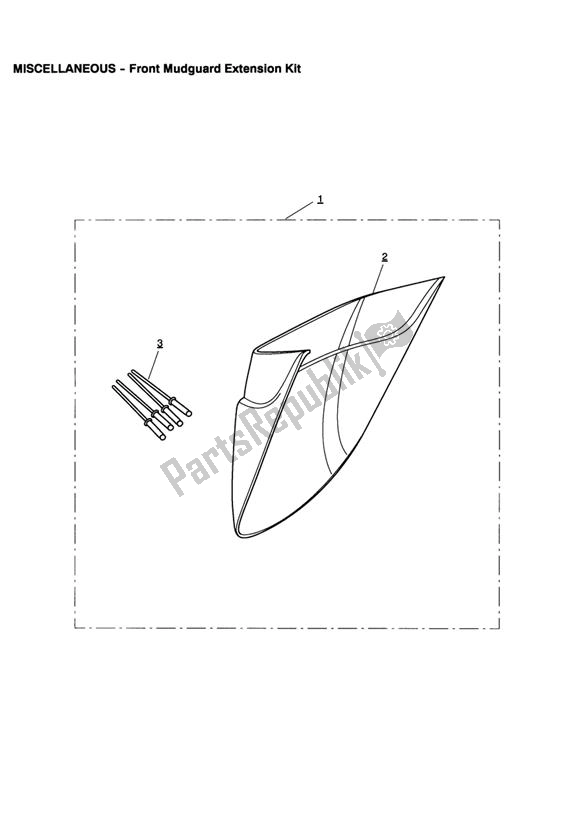 Alle onderdelen voor de Front Mudguard Extension Kit van de Triumph Daytona 955I VIN: > 132513 2002 - 2005