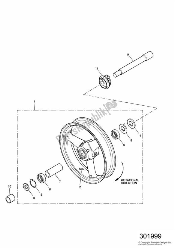 All parts for the Front Wheel of the Triumph Daytona 955I VIN: > 132513 2002 - 2005