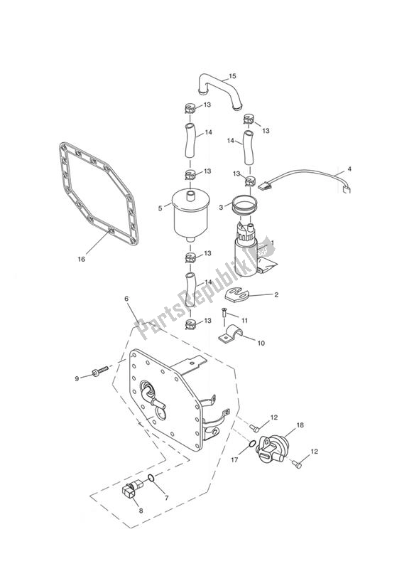 Todas las partes para Fuel Pump And Filters 207555 > de Triumph Daytona 955I VIN: > 132513 2002 - 2005