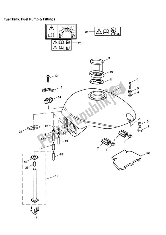 Alle onderdelen voor de Fuel Tank And Fittings van de Triumph Daytona 955I VIN: > 132513 2002 - 2005