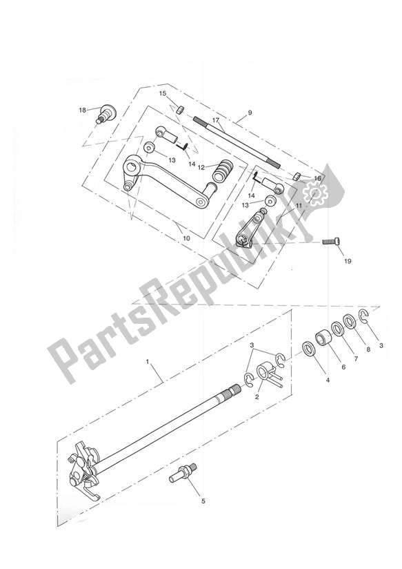 Todas las partes para Gear Change Pedal 210262 > de Triumph Daytona 955I VIN: > 132513 2002 - 2005