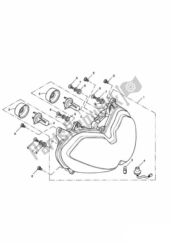 Todas las partes para Headlight/mountings > 186150 de Triumph Daytona 955I VIN: > 132513 2002 - 2005