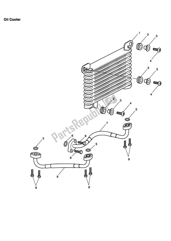 Alle onderdelen voor de Olie Koeler van de Triumph Daytona 955I VIN: > 132513 2002 - 2005