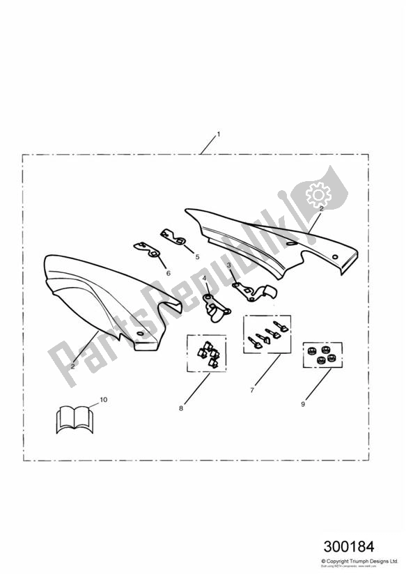 All parts for the Panel Protector Kit of the Triumph Daytona 955I VIN: > 132513 2002 - 2005