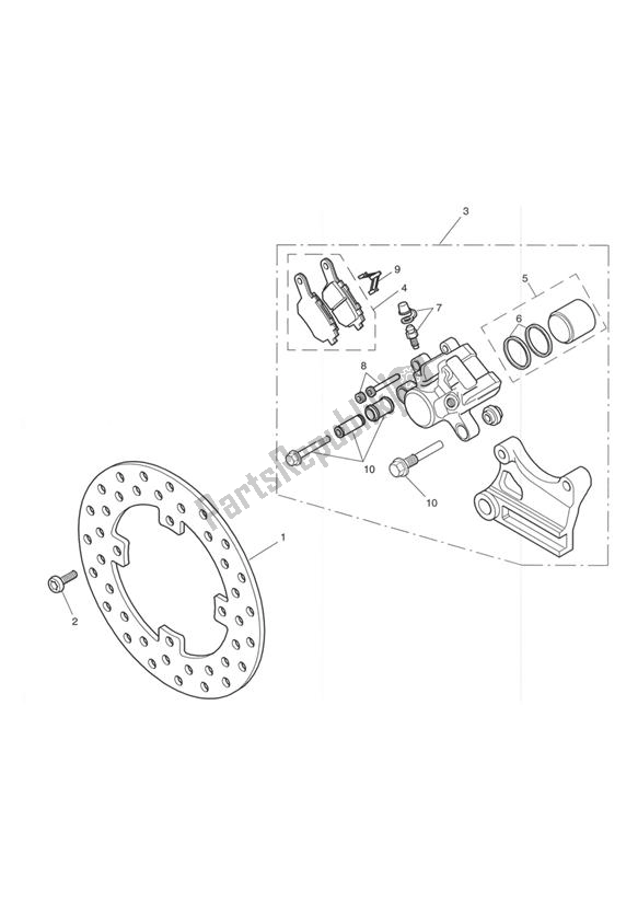 Alle onderdelen voor de Rear Brake Disc And Caliper Double Sided Swingarm van de Triumph Daytona 955I VIN: > 132513 2002 - 2005