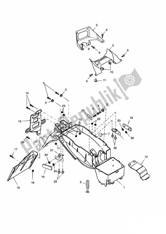 Todas las partes para Guardabarros Trasero Y Caja De Batería de Triumph Daytona 955I VIN: > 132513 2002 - 2005