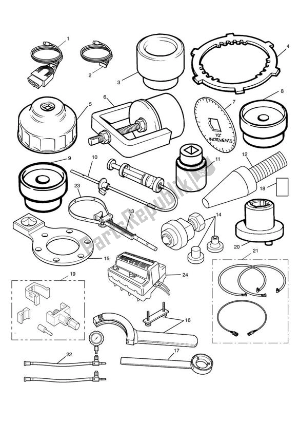 Alle onderdelen voor de Servicetools van de Triumph Daytona 955I VIN: > 132513 2002 - 2005