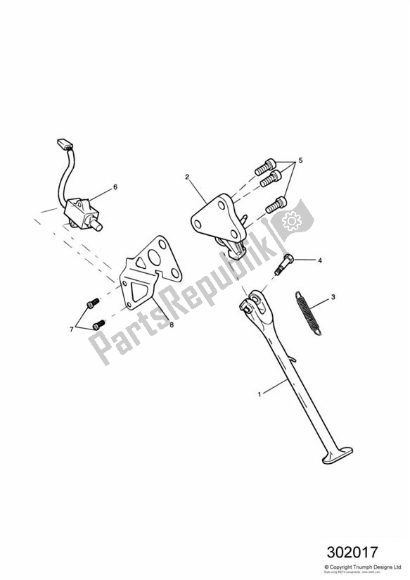 All parts for the Side Stand of the Triumph Daytona 955I VIN: > 132513 2002 - 2005