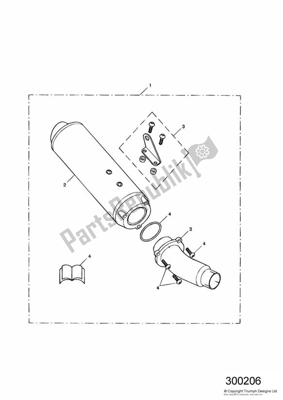 Todas las partes para Silencer Kit,cf,type 1d de Triumph Daytona 955I VIN: > 132513 2002 - 2005