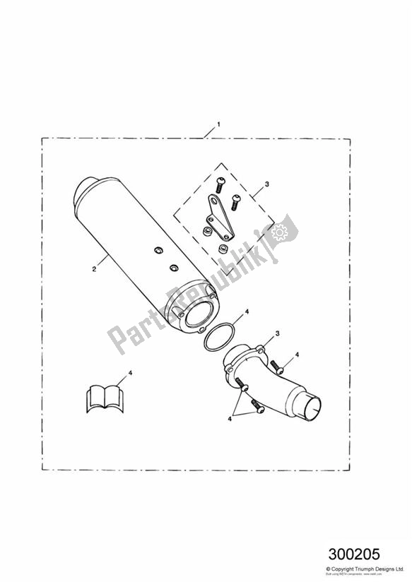 Todas las partes para Silencer Kit,ss,type 1d de Triumph Daytona 955I VIN: > 132513 2002 - 2005