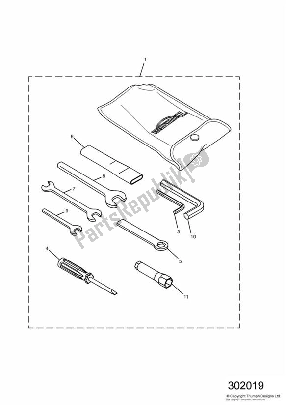 Alle onderdelen voor de Tool Kit Double Sided Swingarm van de Triumph Daytona 955I VIN: > 132513 2002 - 2005