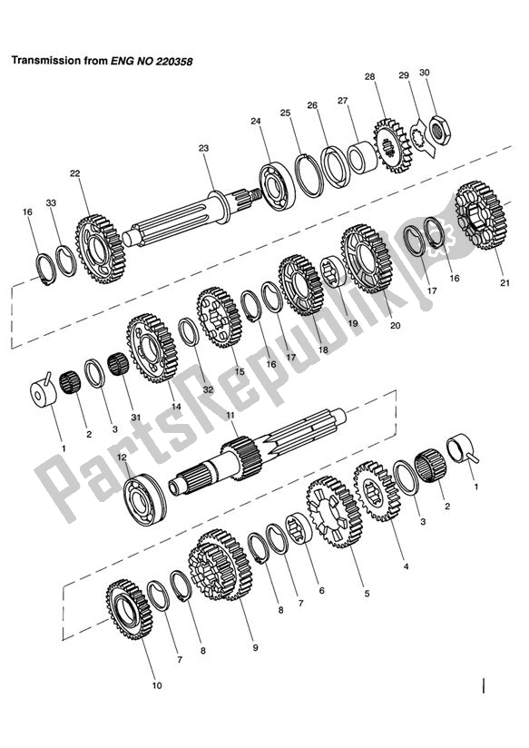 Todas las partes para Transmission Eng No 220358 > de Triumph Daytona 955I VIN: > 132513 2002 - 2005