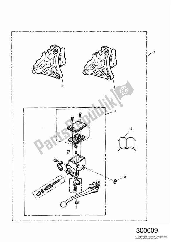 Todas las partes para 6 Piston Caliper Kit de Triumph Daytona 1200, 900 & Super III 1992 - 1995