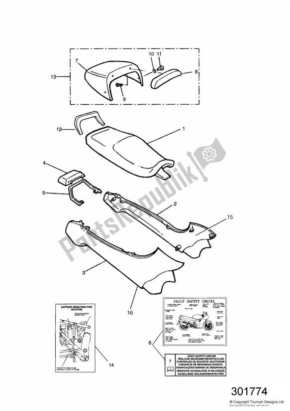 Todas las partes para Bodywork Side Panels de Triumph Daytona 1200, 900 & Super III 1992 - 1995