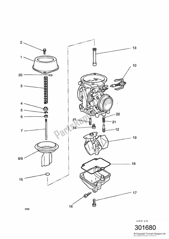 Toutes les pièces pour le Carburettor Parts 4 Cyl (carb Assy 1240196-t0301) du Triumph Daytona 1200, 900 & Super III 1992 - 1995