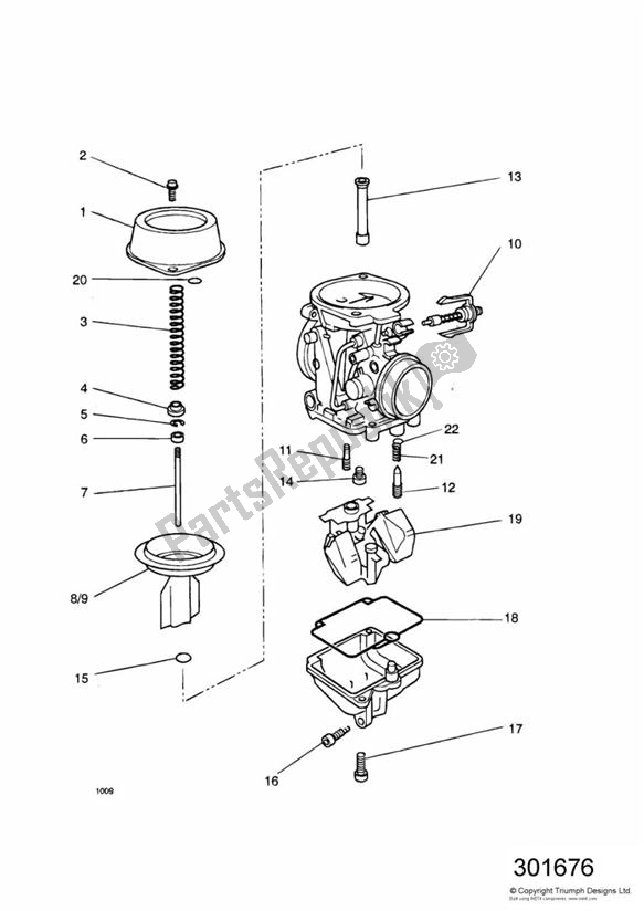 Toutes les pièces pour le Carburettor Parts 4 Cyl (carb Assy 1240500-t0301 & T1240615) du Triumph Daytona 1200, 900 & Super III 1992 - 1995