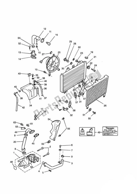 Toutes les pièces pour le Cooling System 3 Cylinder du Triumph Daytona 1200, 900 & Super III 1992 - 1995