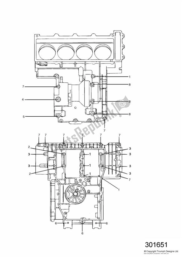 Todas las partes para Crankcase Fixings 4 Cylinder > 12635 de Triumph Daytona 1200, 900 & Super III 1992 - 1995