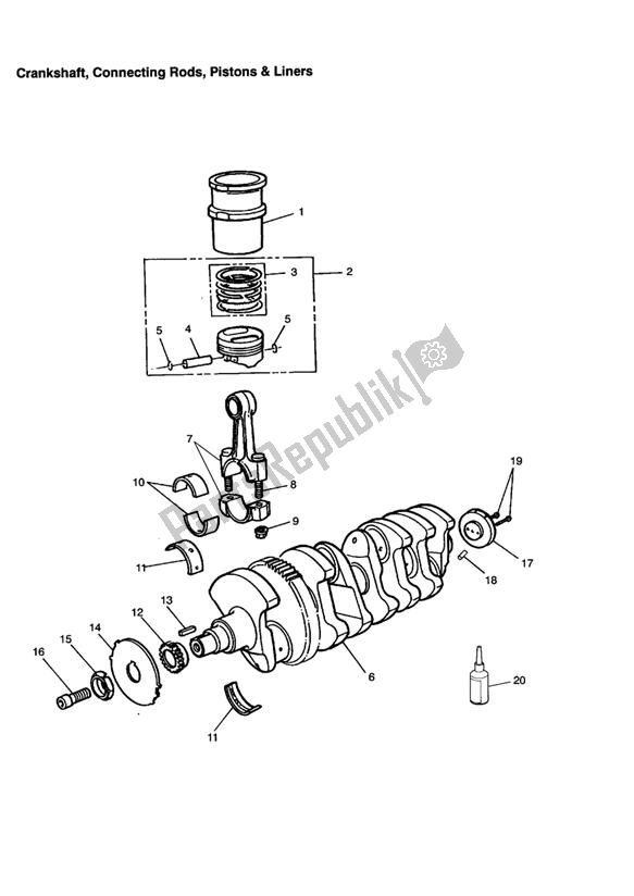 Toutes les pièces pour le Crankshaft/conn Rod/pistons And Liners du Triumph Daytona 1200, 900 & Super III 1992 - 1995