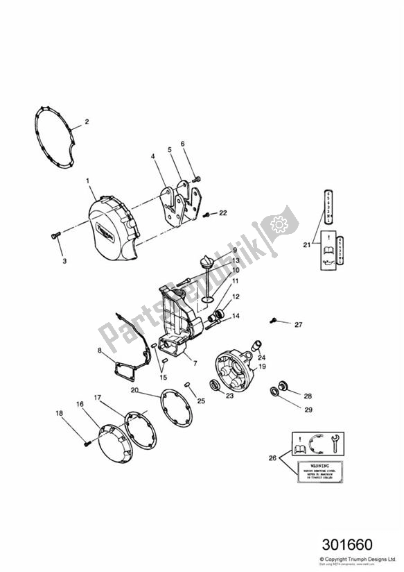 Toutes les pièces pour le Engine Covers 4 Cylinder du Triumph Daytona 1200, 900 & Super III 1992 - 1995