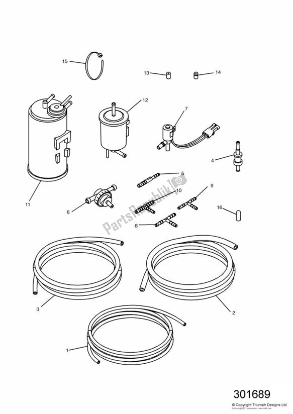 Todas las partes para Evaporative Loss Equipment 4 Cyl (us California Models Only) de Triumph Daytona 1200, 900 & Super III 1992 - 1995