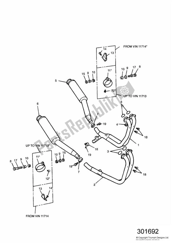 Toutes les pièces pour le Exhaust System 4 Cylinder du Triumph Daytona 1200, 900 & Super III 1992 - 1995