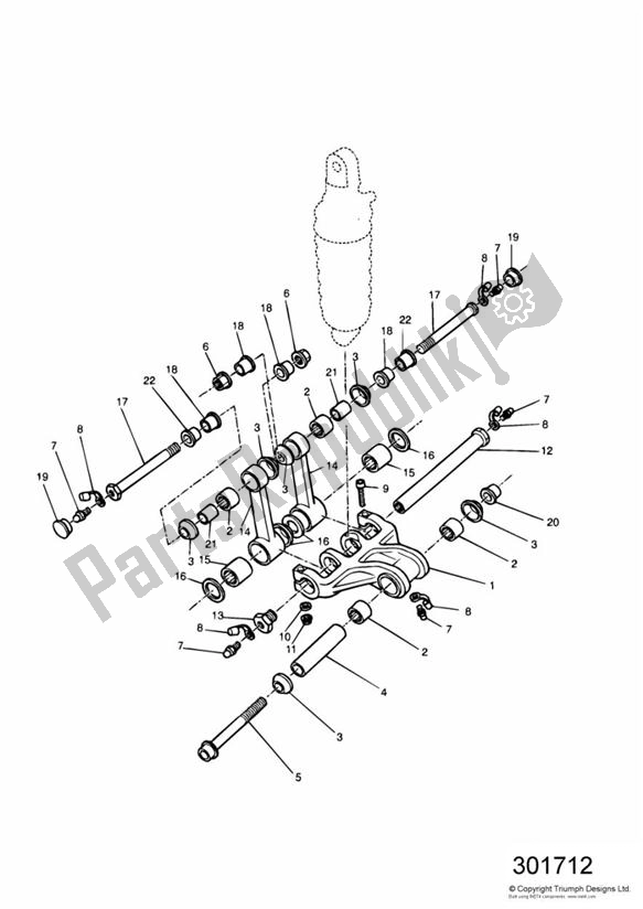 Todas as partes de Articulação Da Suspensão Traseira do Triumph Daytona 1200, 900 & Super III 1992 - 1995