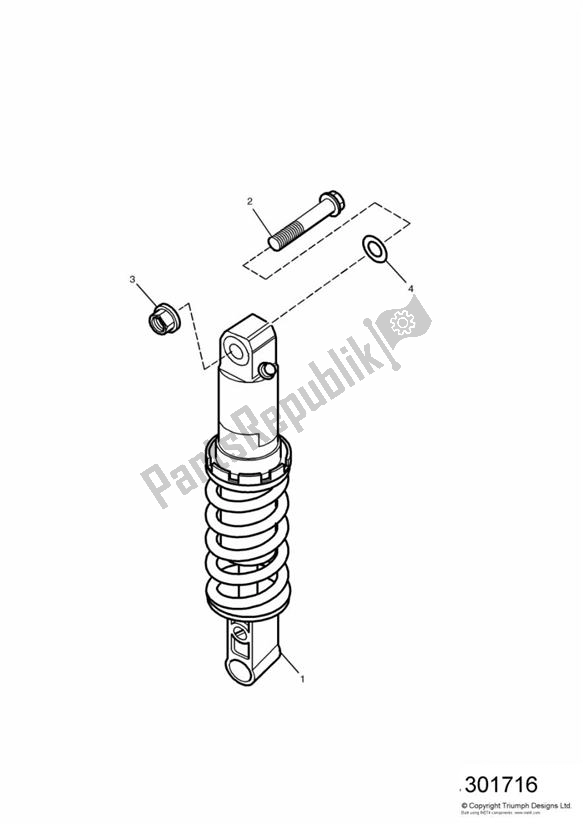 Alle onderdelen voor de Rear Suspension Unit 29156 > > 30371 van de Triumph Daytona 1200, 900 & Super III 1992 - 1995