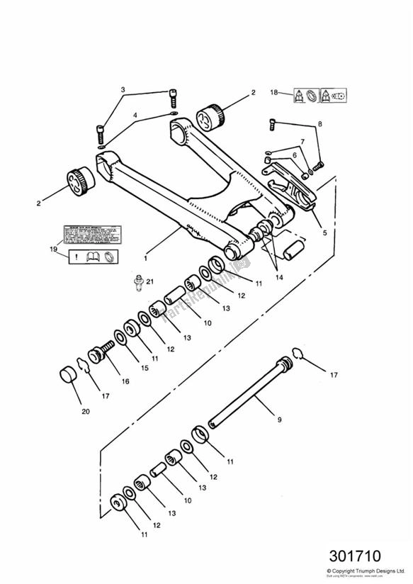 All parts for the Swinging Arm of the Triumph Daytona 1200, 900 & Super III 1992 - 1995