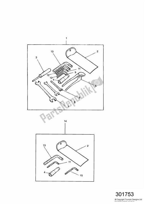 Toutes les pièces pour le Trousse à Outils du Triumph Daytona 1200, 900 & Super III 1992 - 1995